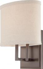 Nuvo 60/4851 - Gemini - 1 Light Vanity with Khaki Fabric Shade - Hazel Bronze Finish