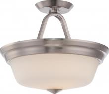  62/364 - Calvin - 2 Light Semi Flush with Satin White Glass - LED Omni Included