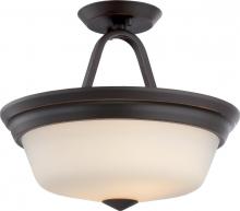  62/374 - Calvin - 2 Light Semi Flush with Satin White Glass - LED Omni Included