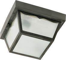  SF77/863 - 1 Light - 8" Carport Flush with Frosted Glass - Black Finish