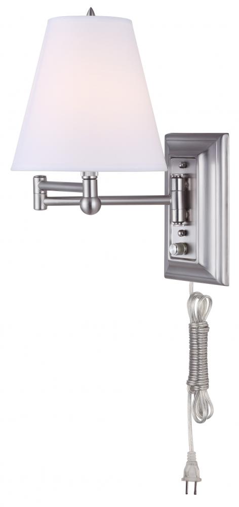 Wall, IWF1D BPT -G-, 1 Lt Swing Arm Fixture, Fabric Shade, 60W Type C, 6 .875 IN W x 12 .5 IN H x 17