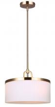  IPL1165A03GD14 - KINSLEA 60-Watt 3 Light Gold Mid Century Modern Pendant with White Glass Shade