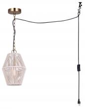  IPL2111B01GD - KLIMA 60-Watt 1 Light Gold Casual Pendant with White String Shade