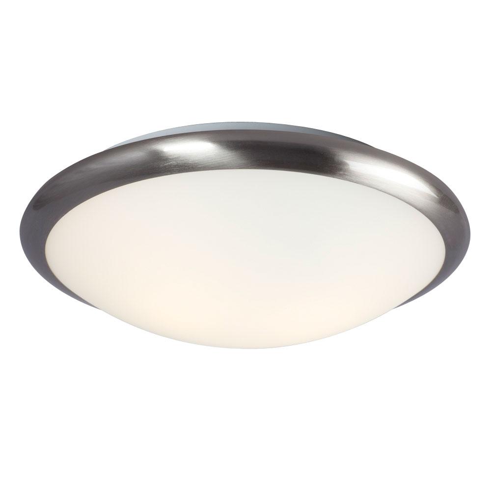 LED Flush Mount Ceiling Light - in Brushed Nickel finish with Satin White Glass