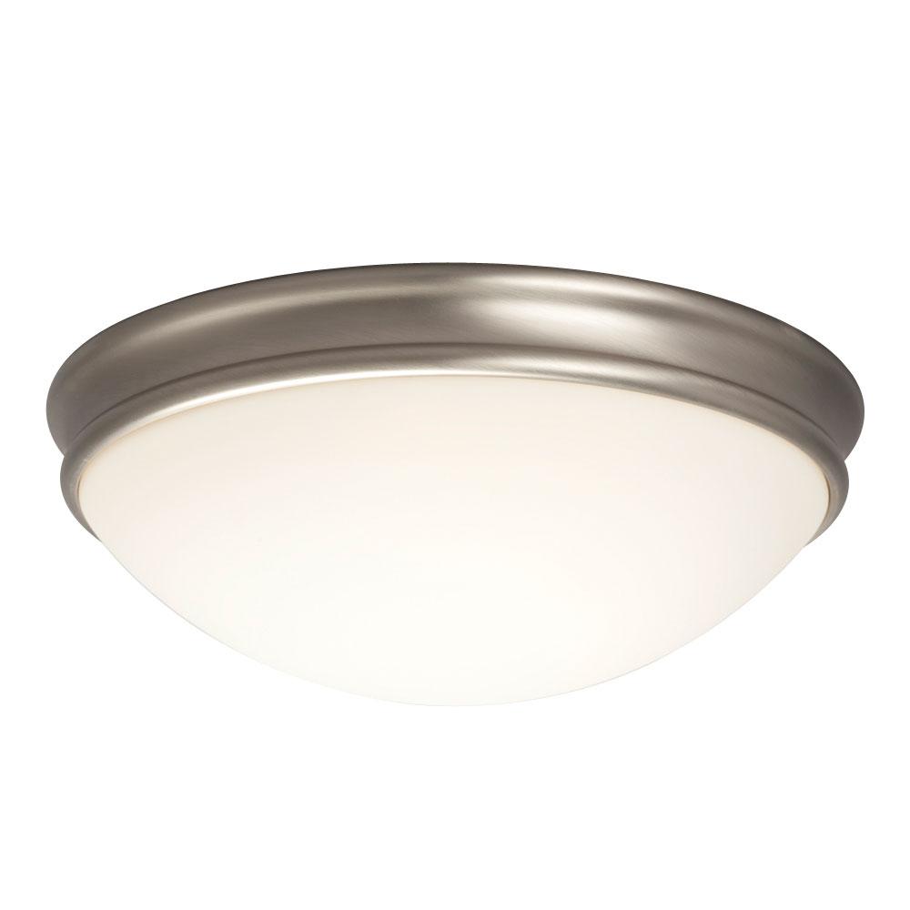 LED Flush Mount Ceiling Light - in Brushed Nickel finish with White Glass