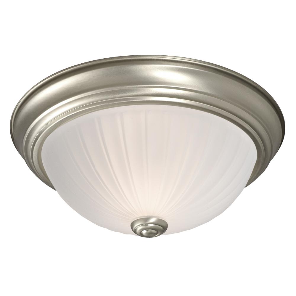 Flush Mount - Pewter w/ Frosted Melon Glass