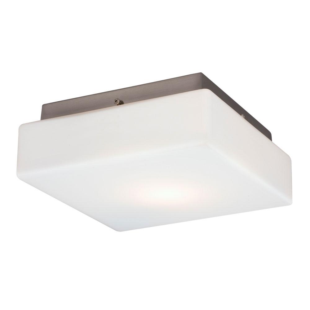 LED Flush Mount Ceiling Light - in Brushed Nickel finish with Satin White Glass