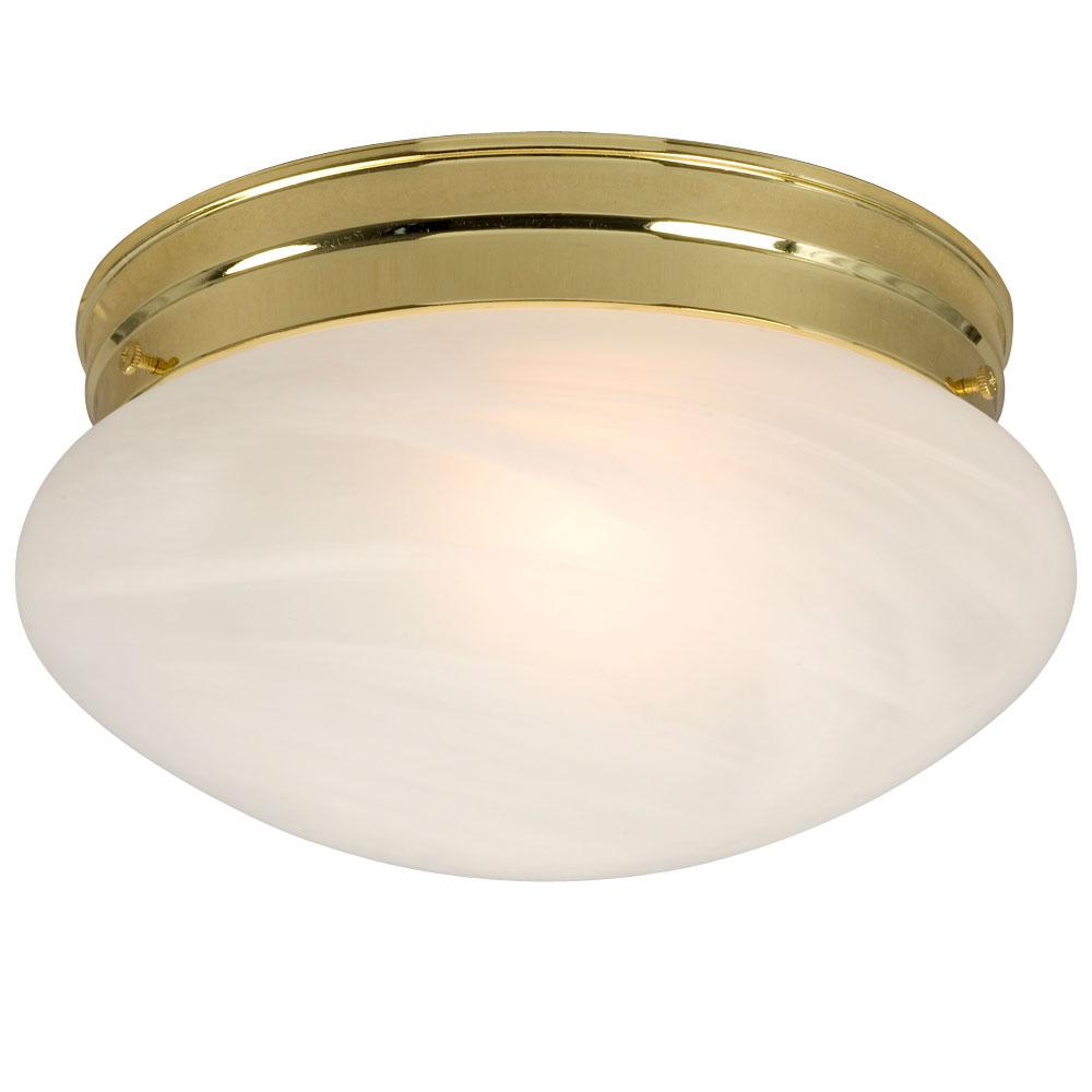 Utility Flush Mount Ceiling Light - in Polished Brass finish with Marbled Glass