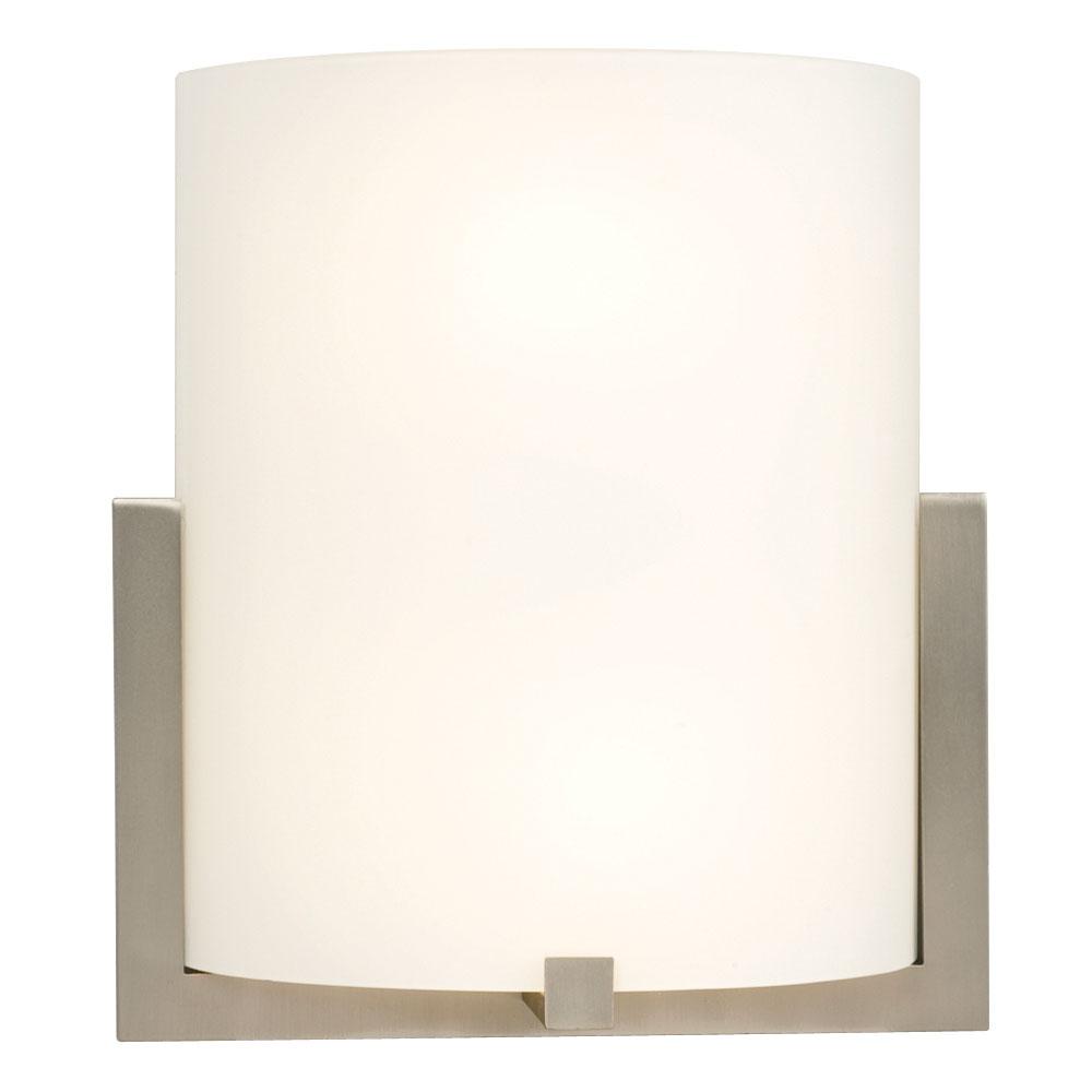 LED Wall Sconce - in Brushed Nickel finish with Frosted White Glass