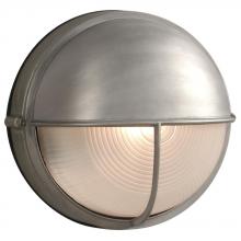  305561SA - Cast Aluminum Marine Light with Hood - Satin Aluminum w/ Frosted Glass