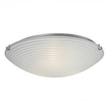  615294CH - 3-Light Flush Mount - Polished Chrome with White Striped Glass Shade