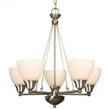  800503BN - Five Light Chandelier - Brushed Nickel w/ Frosted White Glass