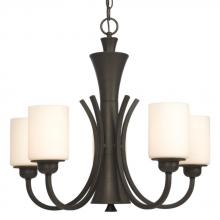  810343ORB - Five Light Chandelier - Oil Rubbed Bronze with White Glass