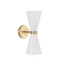 Russell Lighting WL1173/MWSG - Konic - Double  Wall Sconce in Matte White and Soft Gold