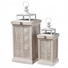  S0037-11303/S2 - Paley Lantern - Set of 2 Weathered White